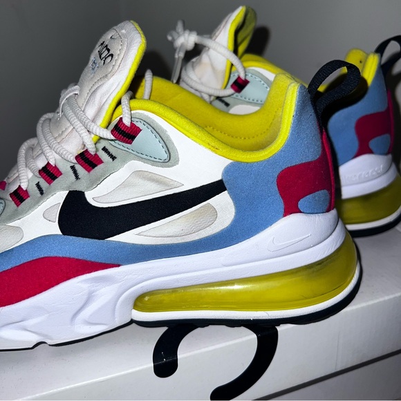 Nike Air Max 270 React in Blue, Pink, and Yellow - Picture 7 of 10